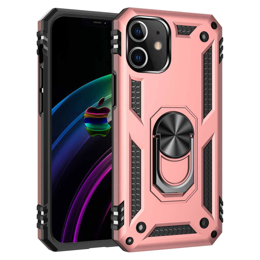 Tech Armor Ring Stand Grip Case for iPhone 12 Mini – 360° Kickstand, Magnetic Metal Plate