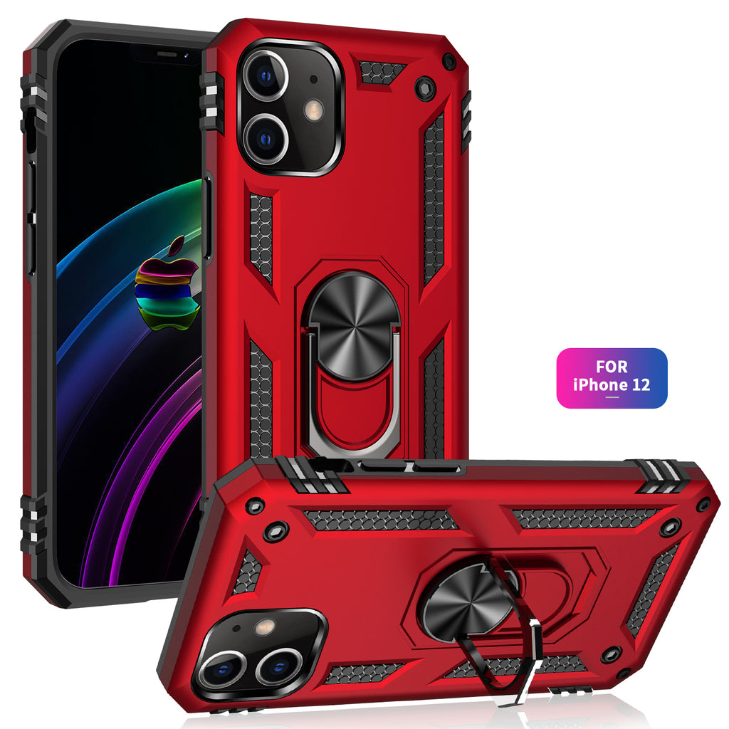 Tech Armor Ring Stand Grip Case for iPhone 12 Mini – 360° Kickstand, Magnetic Metal Plate