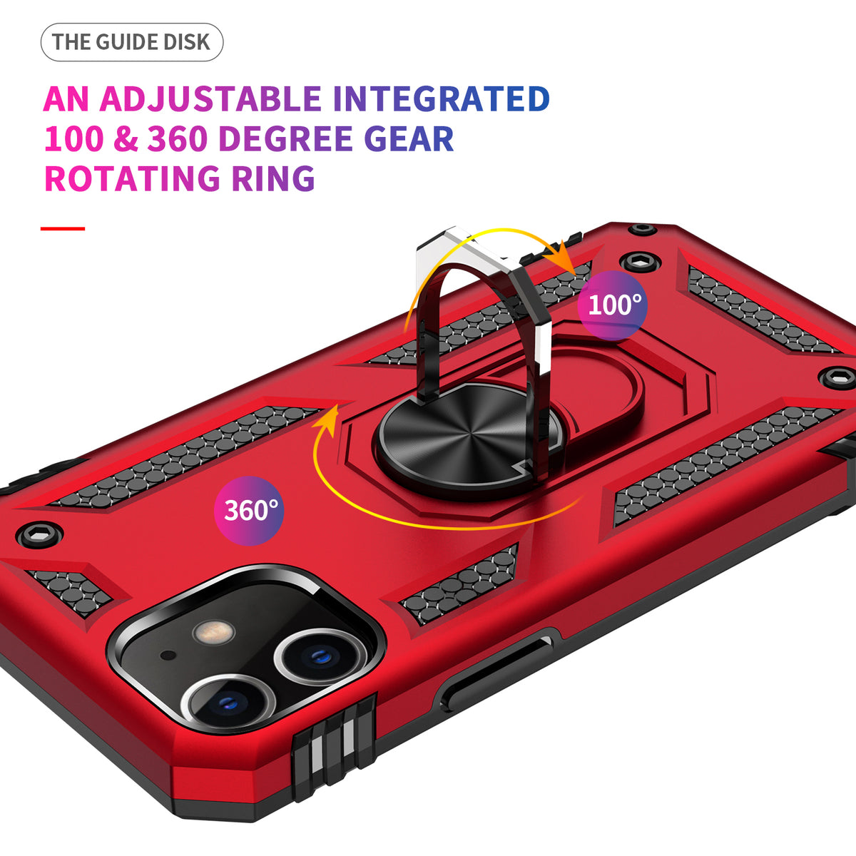 Tech Armor Ring Stand Grip Case for iPhone 12 Mini – 360° Kickstand, Magnetic Metal Plate