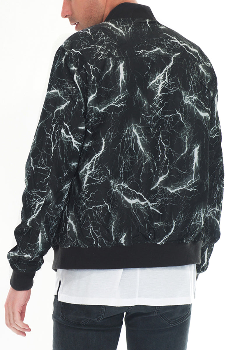 Men's Bolt Print Bomber Jacket – Windbreaker, Zip Closure, S–2XL