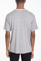 Men's Cotton Stripe T-Shirt – Drop Shoulder, Round Neck, S–2XL