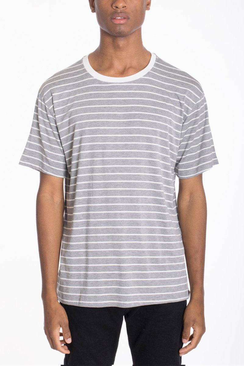 Men's Cotton Stripe T-Shirt – Drop Shoulder, Round Neck, S–2XL