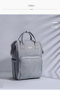 Modern Quilted Diaper Bag Backpack – 13 Compartments, USB Port, Waterproof