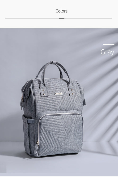 Modern Quilted Diaper Bag Backpack – 13 Compartments, USB Port, Waterproof