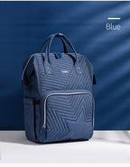 Modern Quilted Diaper Bag Backpack – 13 Compartments, USB Port, Waterproof