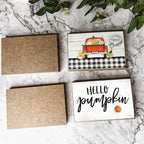 Hello Pumpkin Rustic Wooden Wall Sign – Fall Farmhouse Home Decor, 8"x12"