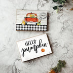 Hello Pumpkin Rustic Wooden Wall Sign – Fall Farmhouse Home Decor, 8"x12"