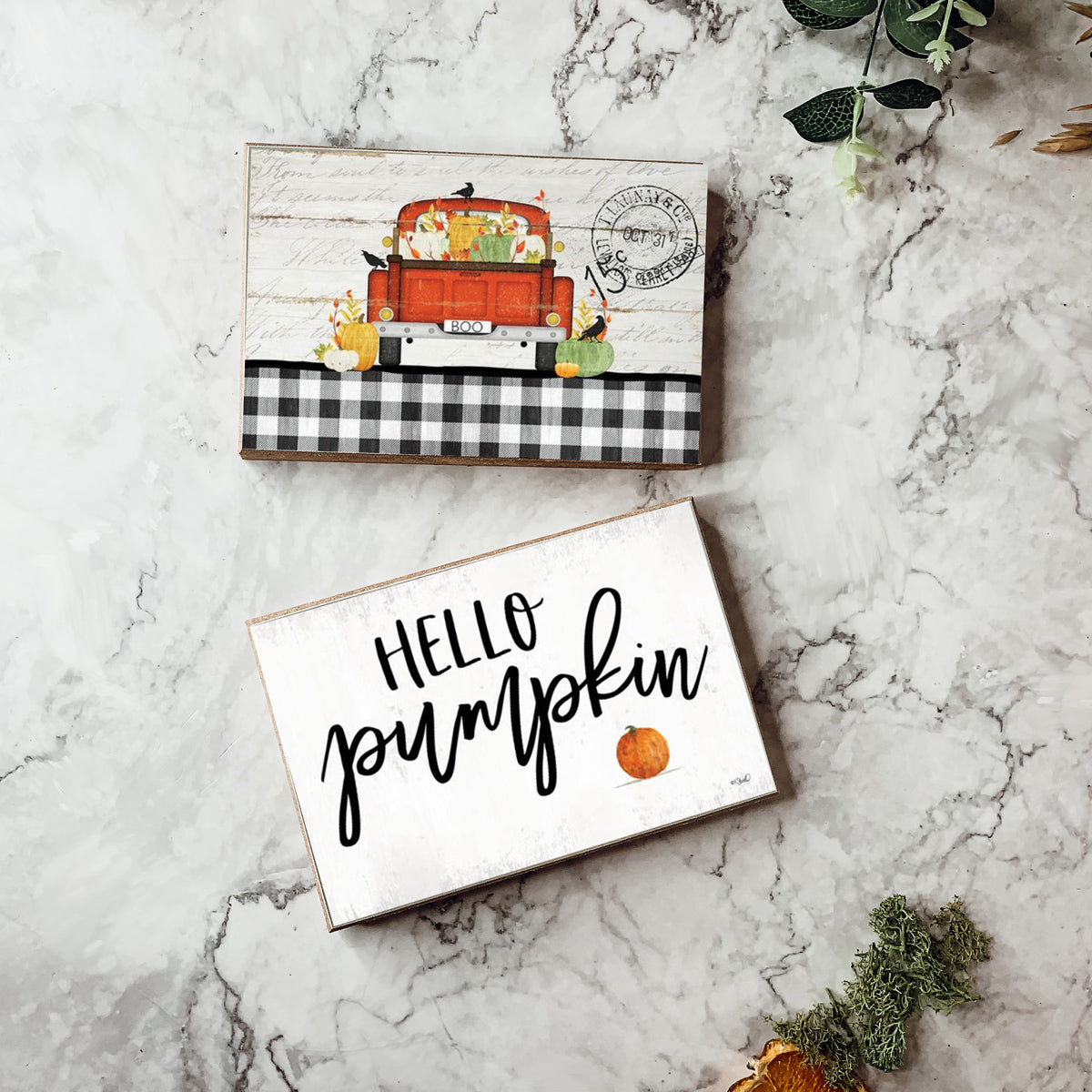 Hello Pumpkin Rustic Wooden Wall Sign – Fall Farmhouse Home Decor, 8"x12"