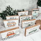 Hello Pumpkin Rustic Wooden Wall Sign – Fall Farmhouse Home Decor, 8"x12"