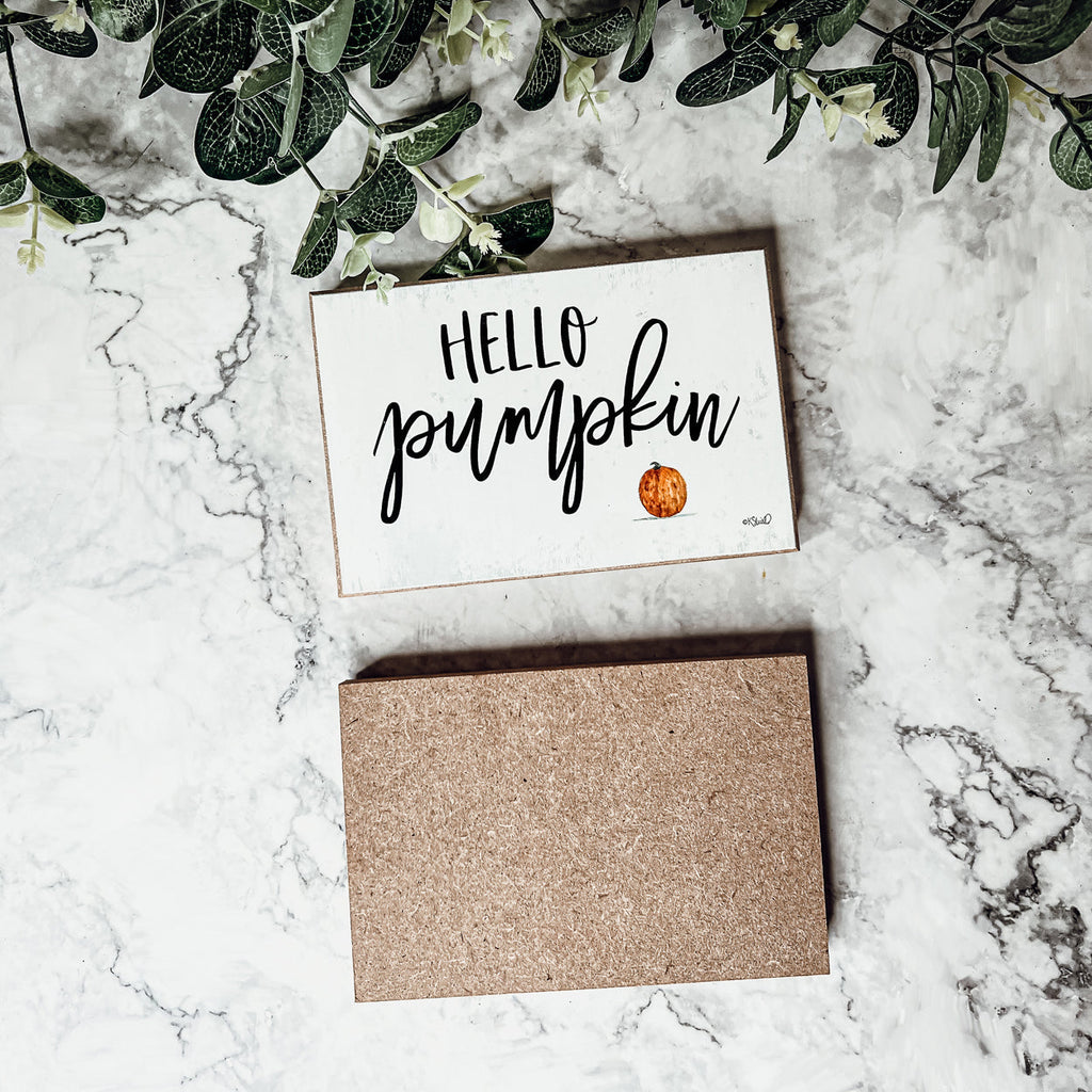 Hello Pumpkin Rustic Wooden Wall Sign – Fall Farmhouse Home Decor, 8"x12"