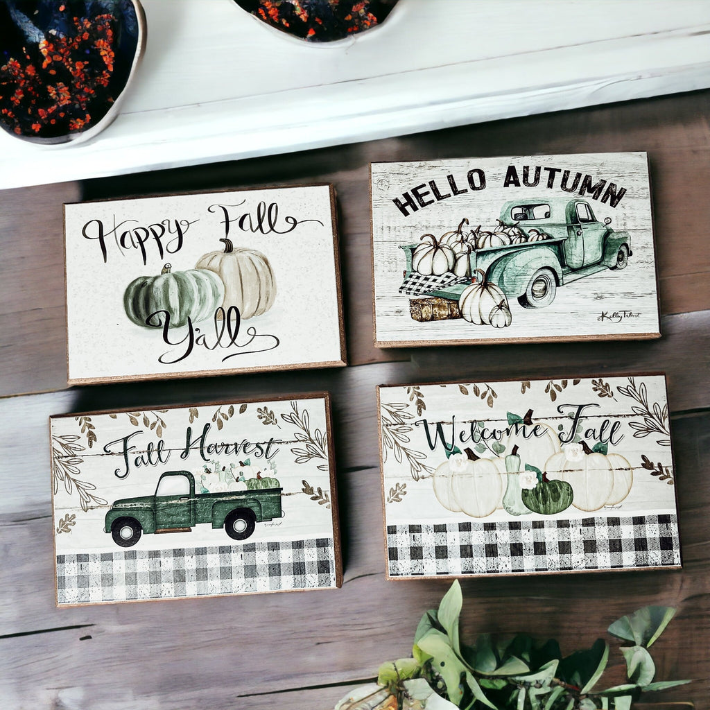 Happy Fall Y’all Wooden Sign – Pastel Farmhouse Autumn Wall Decor, 6"x4"