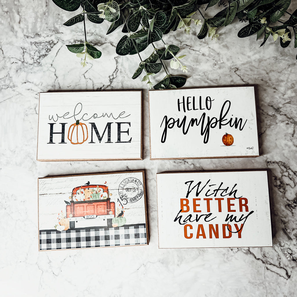 Hello Pumpkin Rustic Wooden Wall Sign – Fall Farmhouse Home Decor, 8"x12"