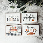 Hello Pumpkin Rustic Wooden Wall Sign – Fall Farmhouse Home Decor, 8"x12"