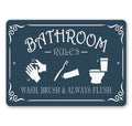 Personalized Bathroom Rules Metal Wall Sign — Made in USA