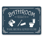 Personalized Bathroom Rules Metal Wall Sign — Made in USA