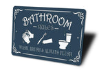 Personalized Bathroom Rules Metal Wall Sign — Made in USA