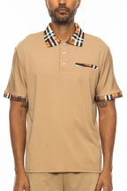 Men's Checkered Detail Polo Shirt – Cotton Blend, S–3XL