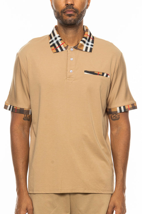 Men's Checkered Detail Polo Shirt – Cotton Blend, S–3XL