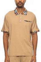 Men's Checkered Detail Polo Shirt – Cotton Blend, S–3XL