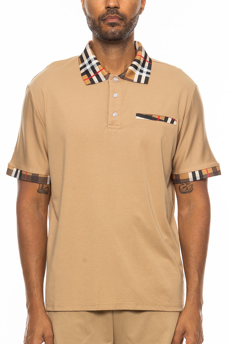 Men's Checkered Detail Polo Shirt – Cotton Blend, S–3XL