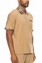Men's Checkered Detail Polo Shirt – Cotton Blend, S–3XL