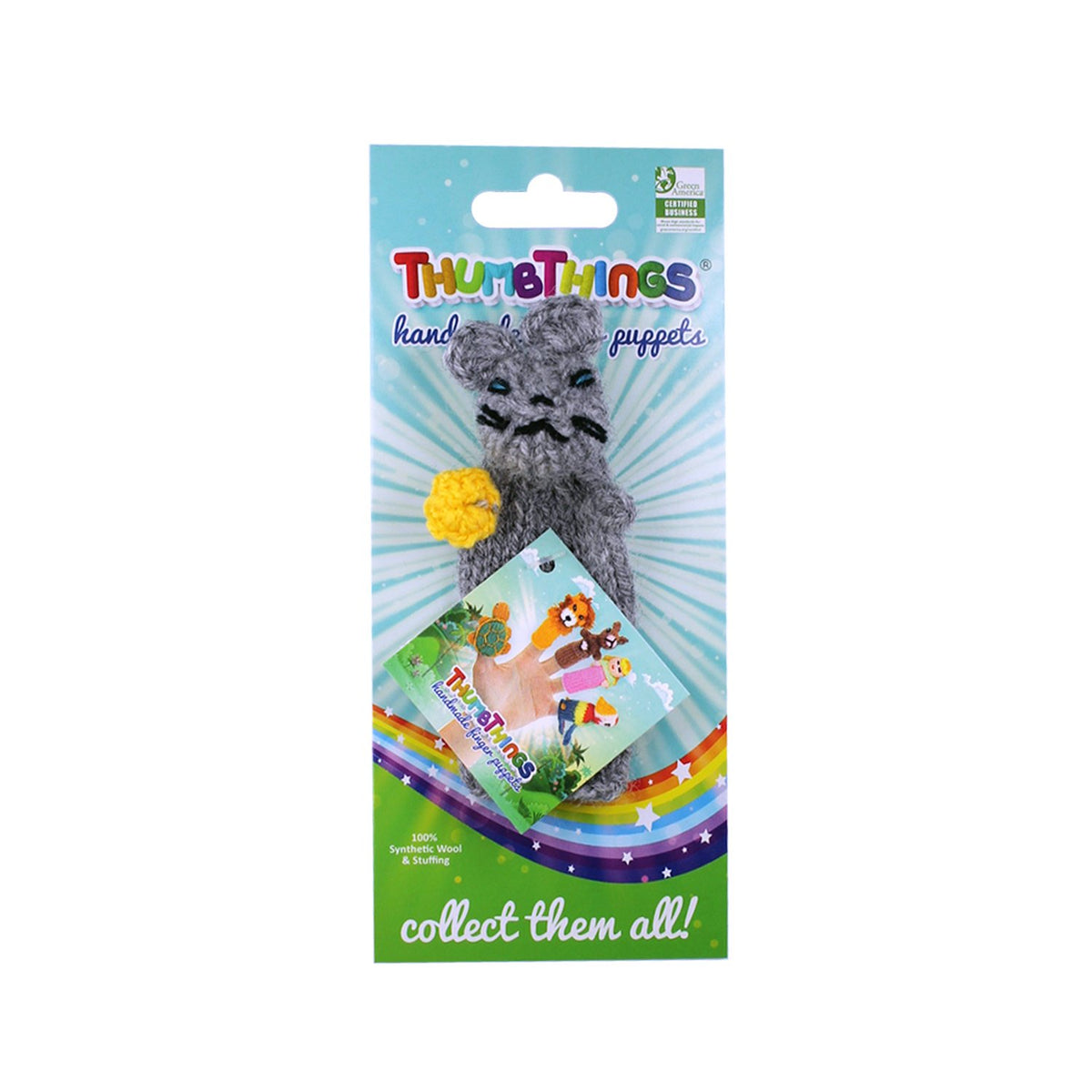 Mouse Eating Cheese Finger Puppet – Handmade Fair Trade Kids Toy