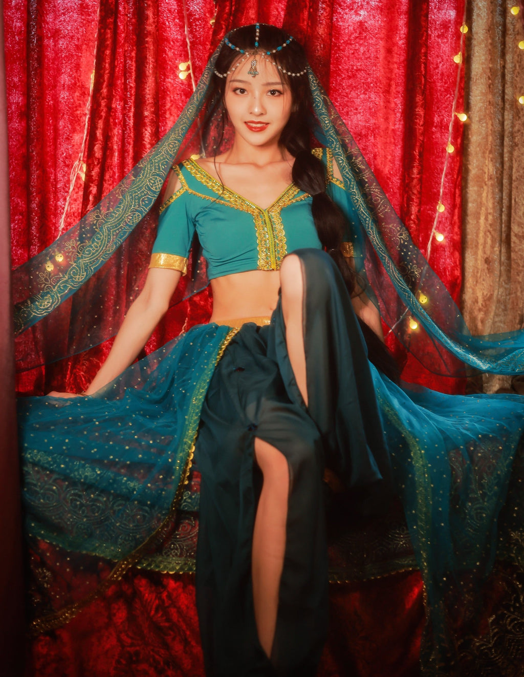 Arabian Princess Belly Dance Costume – 4-Piece Halloween & Cosplay Outfit