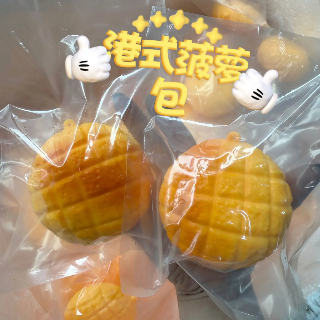 Pineapple Bun Squishy Stress Ball – Food-Shaped Moldable Fidget Squeeze Toy