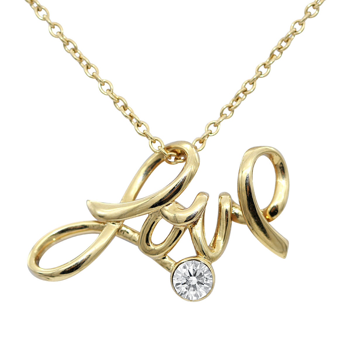 Love Necklace – 24K Gold Plated Stainless Steel with Crystal Pendant