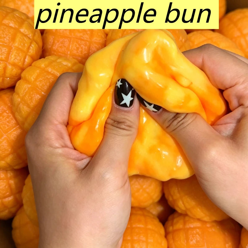 Pineapple Bun Squishy Stress Ball – Food-Shaped Moldable Fidget Squeeze Toy