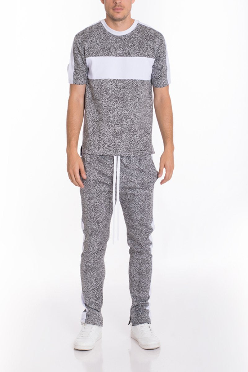 Print Track Pants with Side Stripe Streetwear Pants Skinny Fit TP0561