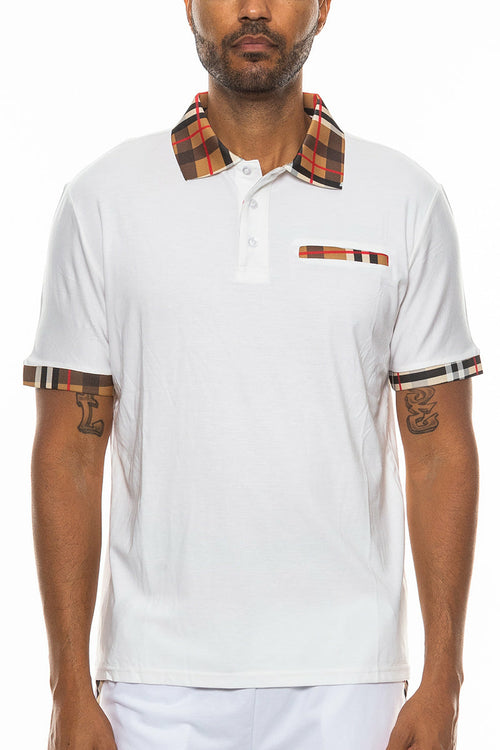 Men's Checkered Detail Polo Shirt – Cotton Blend, S–3XL