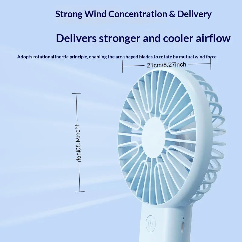 Mini Handheld Fan 3 In 1 Portable Desk Fan with Stand USB Rechargeable Small Fan for Travel Office Home