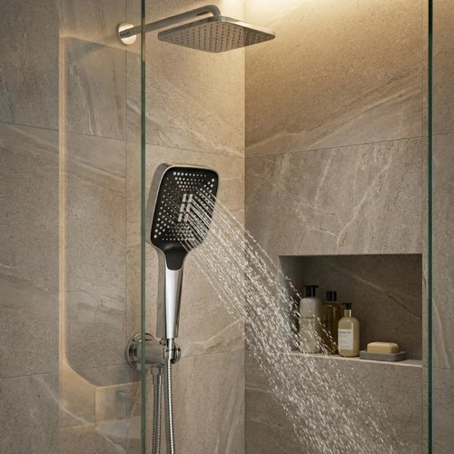 3-Mode High Pressure Shower Head – Adjustable Rainfall & Water-Saving