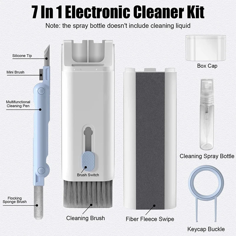 7-in-1 Keyboard & Earphone Cleaning Kit – Computer Cleaner Brush Set with Keycap Puller