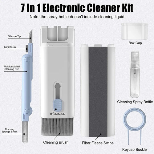 7-in-1 Keyboard & Earphone Cleaning Kit – Computer Cleaner Brush Set with Keycap Puller