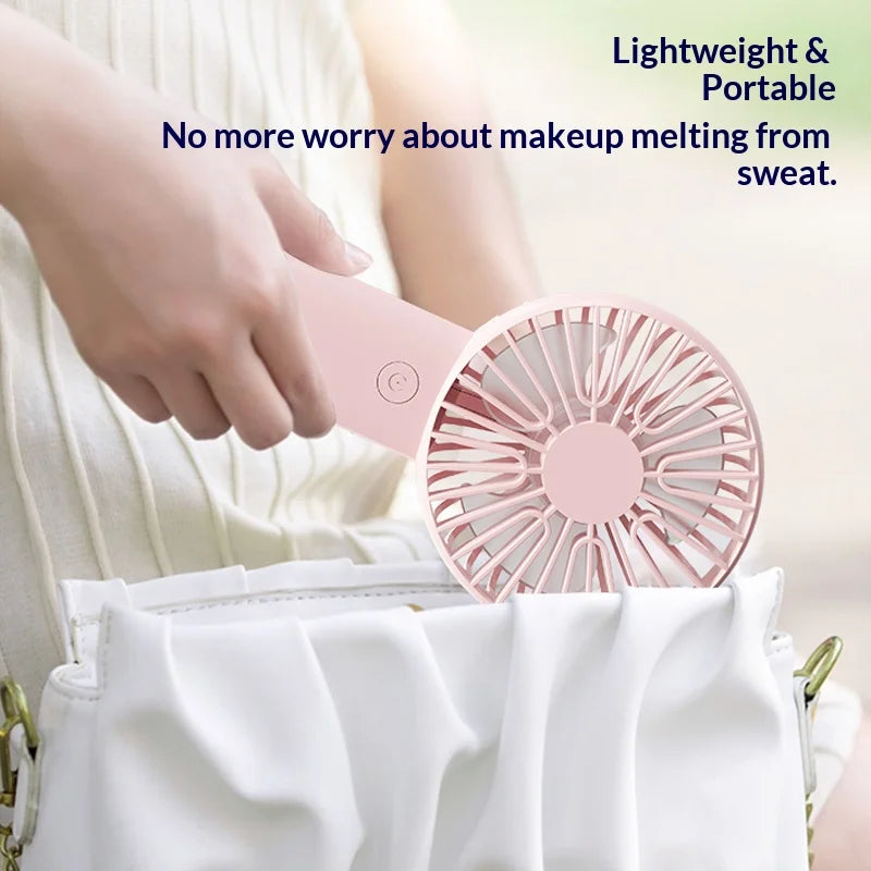 Mini Handheld Fan 3 In 1 Portable Desk Fan with Stand USB Rechargeable Small Fan for Travel Office Home
