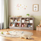Kids Bookshelf & Toy Storage Cabinet — 35" Wide, Greige