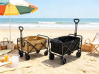 Compact Folding Camping Wagon 5 Inch Fold Flat Four Wheel Utility Cart Portable Outdoor for Beach Shopping