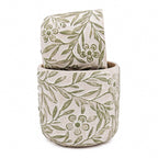 Set of 2 Cement Planters with Floral Motif – 2 Designs