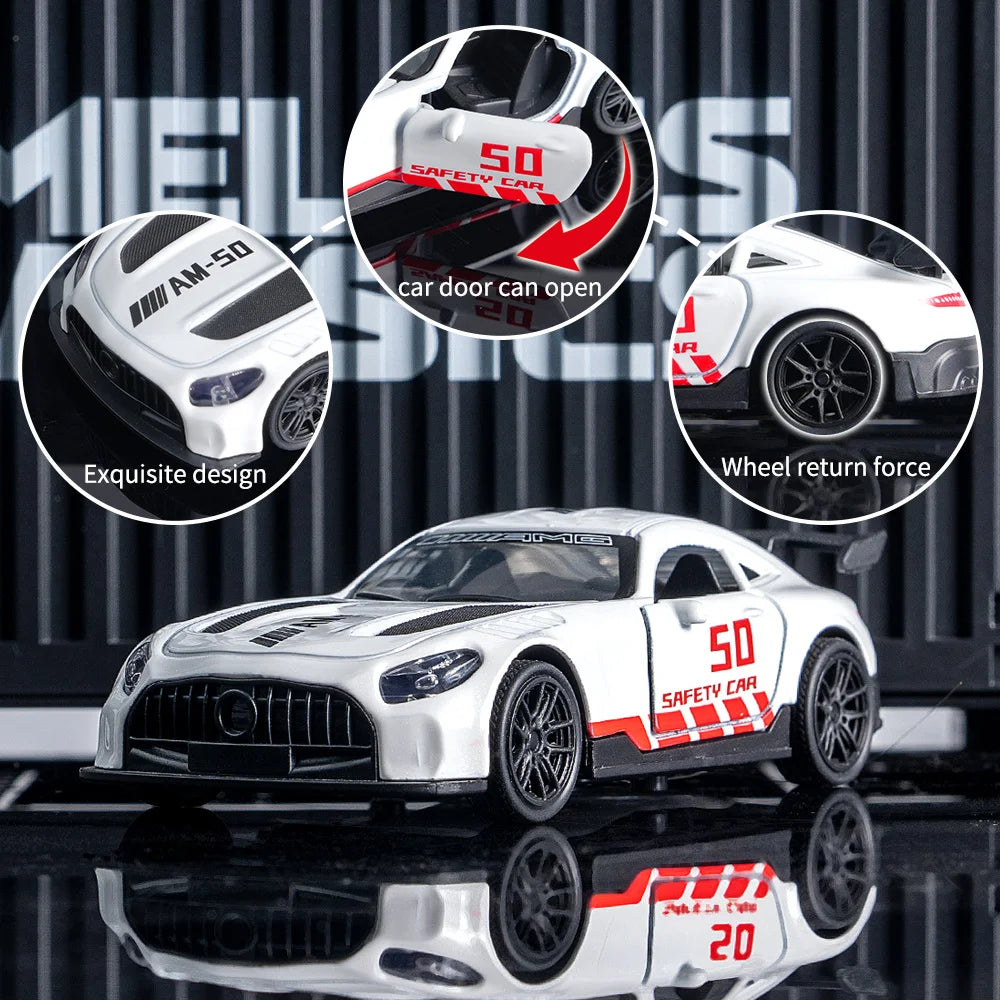 White AMG Safety Car Diecast Model – 10.6cm Alloy Collectible with Openable Doors