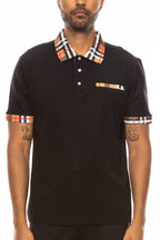 Men's Checkered Detail Polo Shirt – Cotton Blend, S–3XL