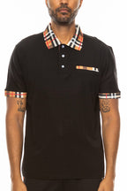 Men's Checkered Detail Polo Shirt – Cotton Blend, S–3XL