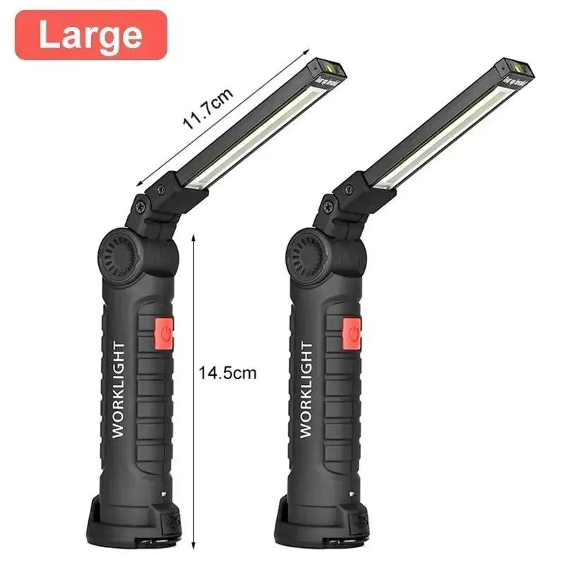 LED COB Flashlight USB Rechargeable Torch Inspection Lamp with Magnetic，Hook 360° Rotatable Light Outdoor Emergency Working Lamp