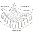 Corner Stuffed Animal Storage Hammock – Boho Macrame Toy Net for Kids Room & Nursery