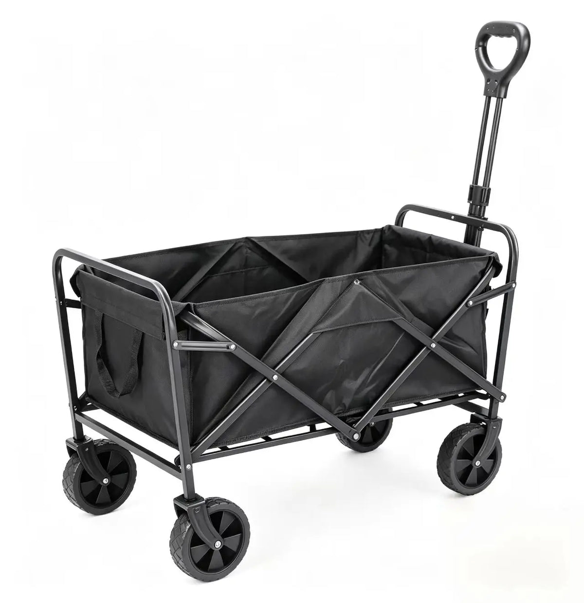 Compact Folding Camping Wagon 5 Inch Fold Flat Four Wheel Utility Cart Portable Outdoor for Beach Shopping
