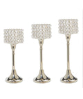 VIBHSA Crystal Hurricane Candle Holders — Set of 3 (10"/11"/12")