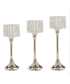 VIBHSA Crystal Hurricane Candle Holders — Set of 3 (10"/11"/12")