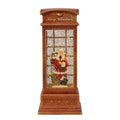 Lighted Christmas Santa Phone Booth – Water-Spinning Holiday Tabletop Decor