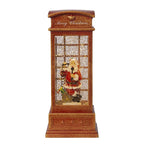 Lighted Christmas Santa Phone Booth – Water-Spinning Holiday Tabletop Decor